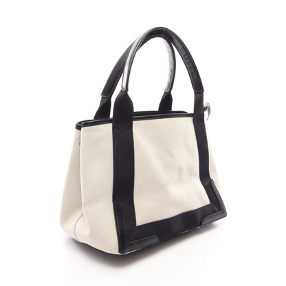 NAVY CABAS S ネイビーカバ ハンドバッグ トートバッグ キャンバス レザー アイボリー ブラック バレンシアガ