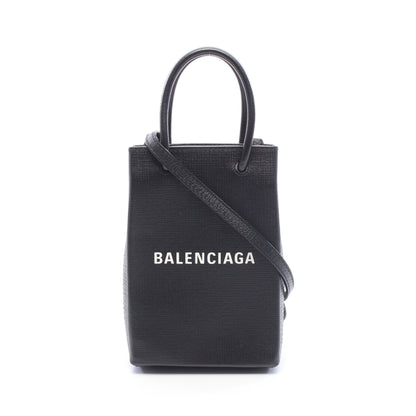 SHOPPING PHONE HOLDER ショッピング フォンフォルダー 2WAY ショルダーバッグ レザー ブラック バレンシアガ バッグ BALENCIAGA