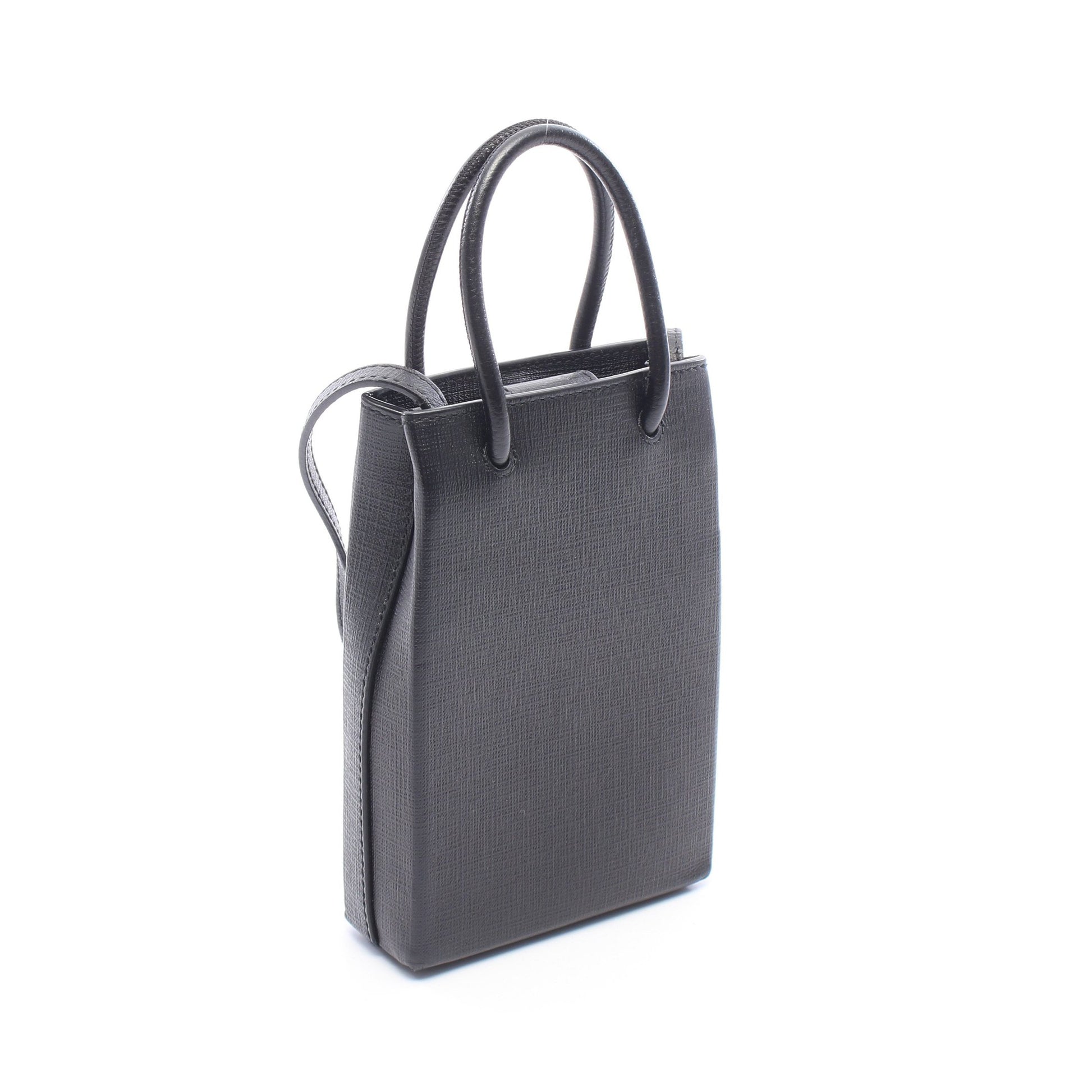 SHOPPING PHONE HOLDER ショッピング フォンフォルダー 2WAY ショルダーバッグ レザー ブラック バレンシアガ バッグ BALENCIAGA