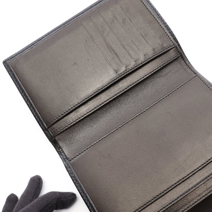 ココマーク 三つ折り財布 キャビアスキン ブラック ゴールド金具 シャネル