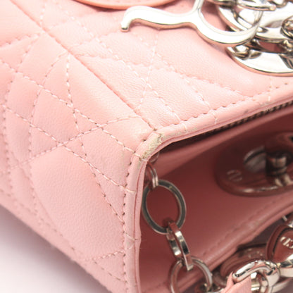 LADY DIOR レディディオール カナージュ 2WAY ハンドバッグ レザー ピンク クリスチャンディオール