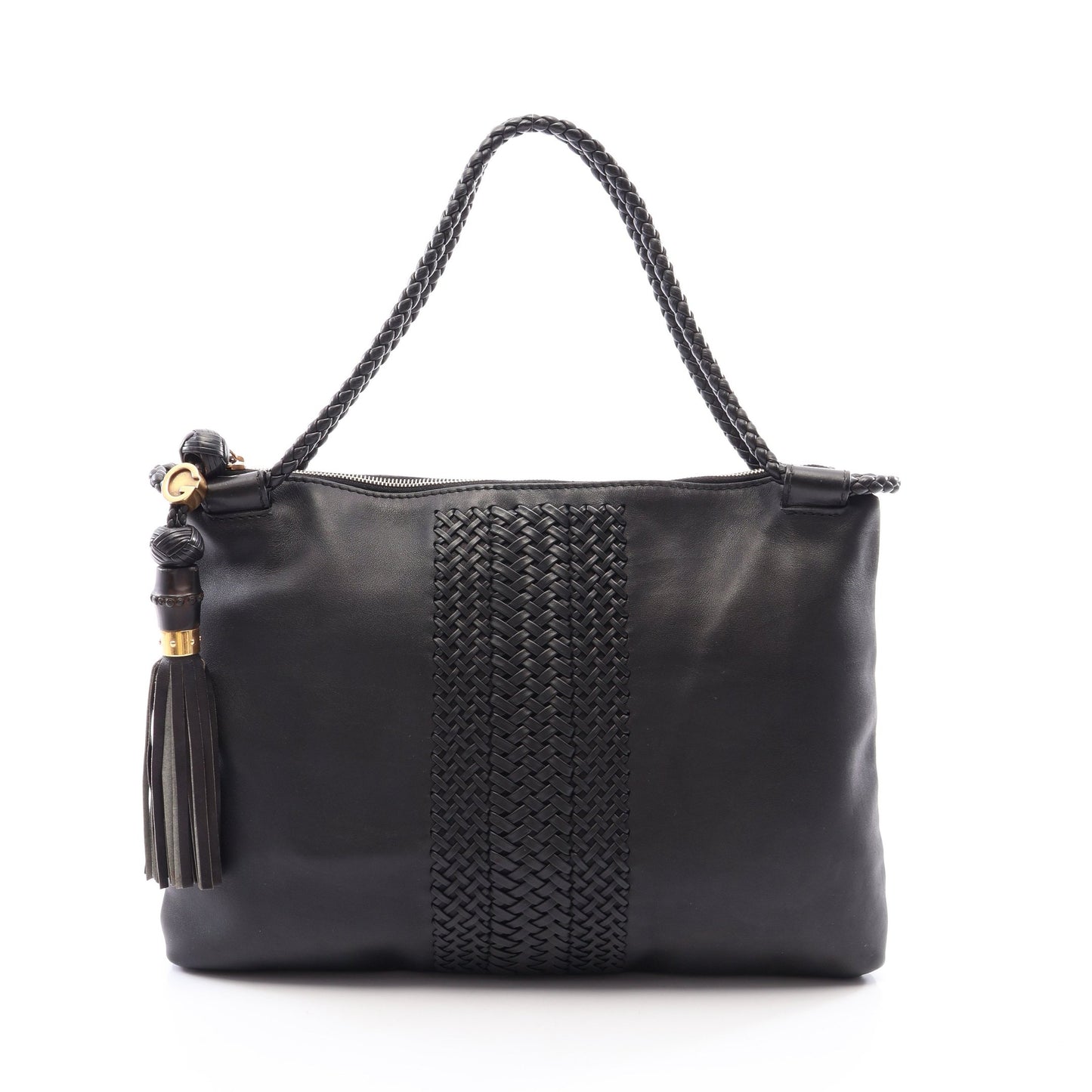 ウーブンウェブ タッセル ハンドバッグ トートバッグ レザー ブラック グッチ バッグ GUCCI