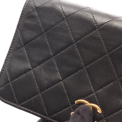 ミニマトラッセ フルフラップ チェーンショルダーバッグ ラムスキン ブラック ゴールド金具 シャネル