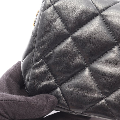 マトラッセ ハートロック チェーンショルダーバッグ ラムスキン ブラック ゴールド金具 シャネル