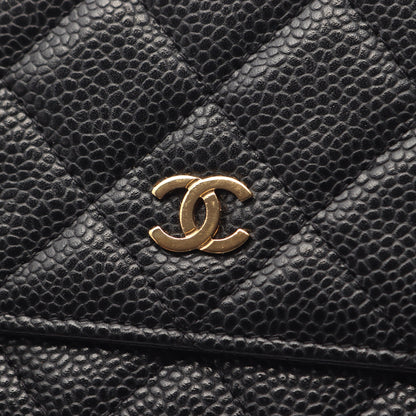 マトラッセ チェーンウォレット キャビアスキン ブラック ゴールド金具 シャネル