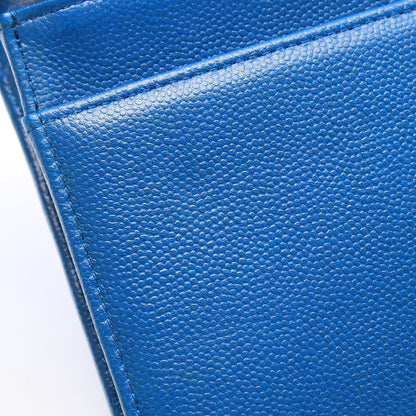 ココマーク チェーンウォレット レザー ブルー シルバー金具 シャネル