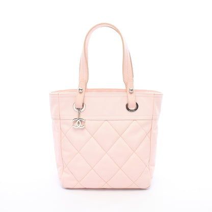 パリビアリッツPM ハンドバッグ トートバッグ キャンバス レザー ライトピンク シルバー金具 シャネル