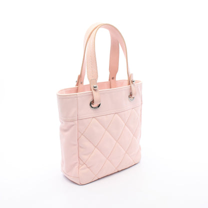 パリビアリッツPM ハンドバッグ トートバッグ キャンバス レザー ライトピンク シルバー金具 シャネル