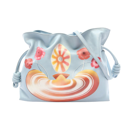 LOEWE × Maruja Mallo フラメンコクラッチ ミディアム ショルダーバッグ レザー ライトブルー マルチカラー ロエベ
