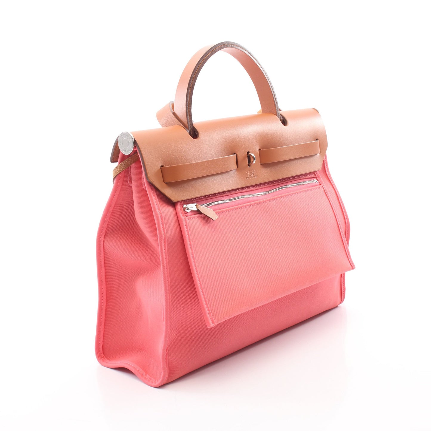 エールバッグジップPM ローズアザレ 2WAY ハンドバッグ トワルオフィシエ ヴァッシュハンター ピンク ライトブラウン シルバー金具 A刻印 エルメス