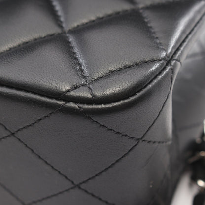 マトラッセ Wフラップ Wチェーンショルダーバッグ ラムスキン ブラック シルバー金具 シャネル