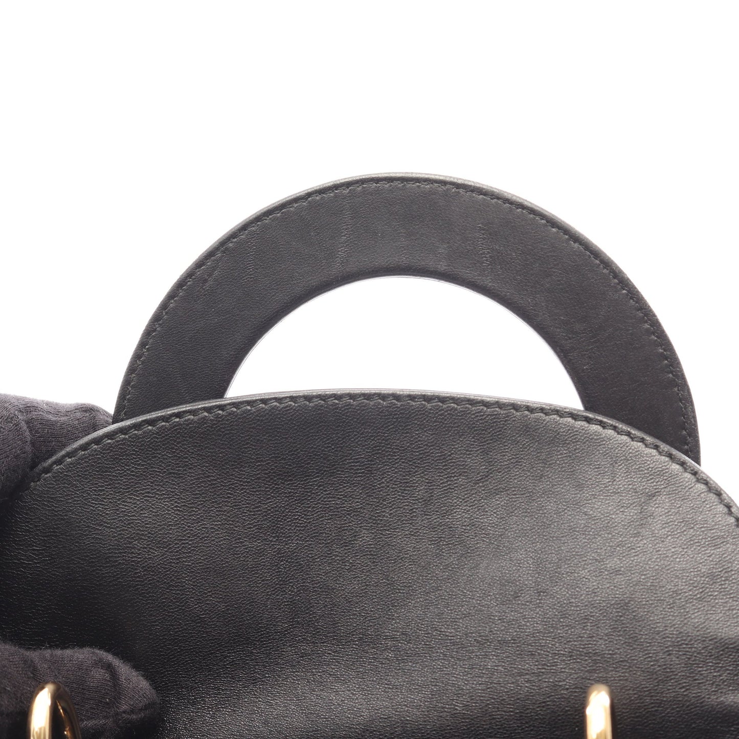 LADY DIOR MY ABCDIOR レディディオール スモール カナージュ 2WAY ハンドバッグ ラムスキン ブラック クリスチャンディオール