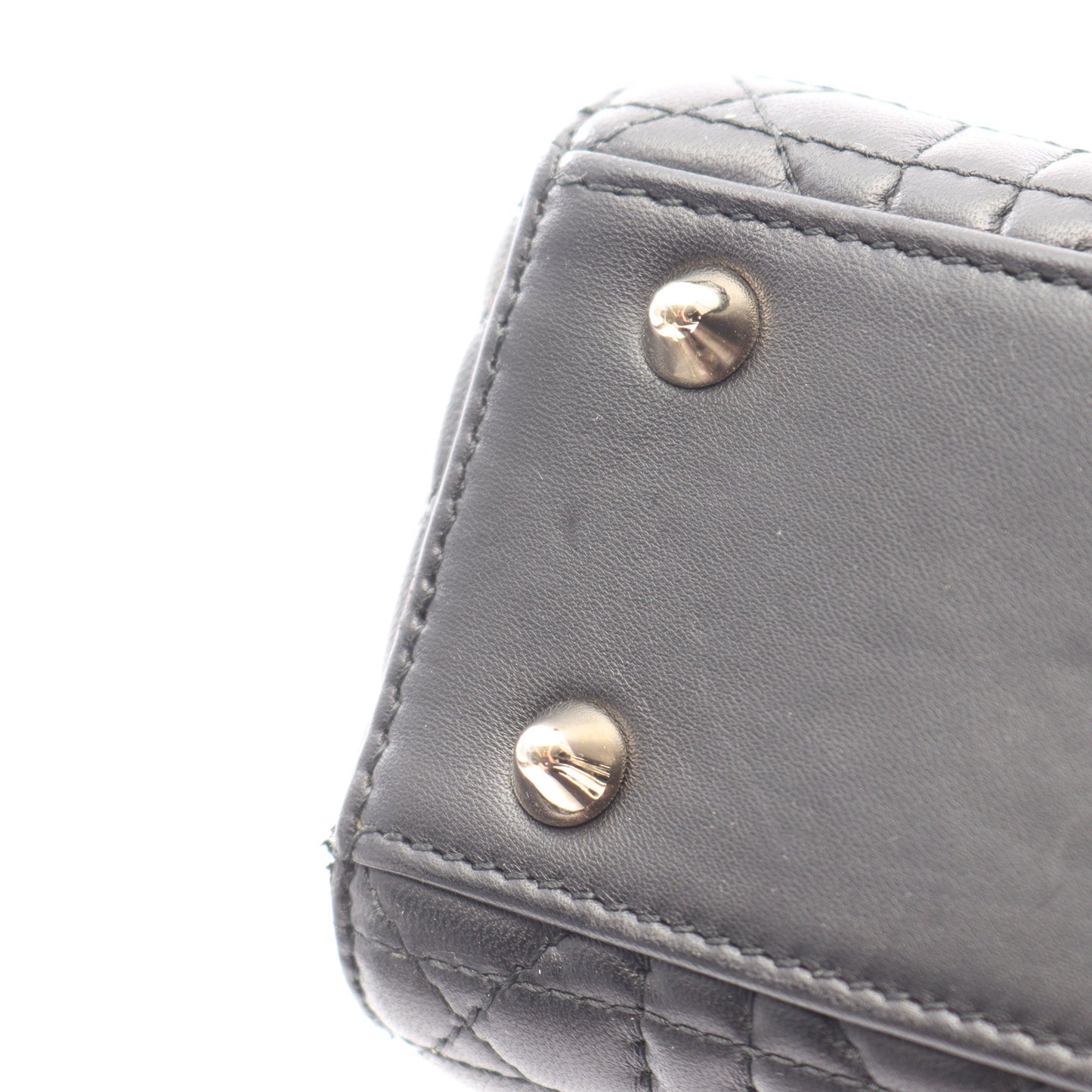 LADY DIOR MY ABCDIOR レディディオール スモール カナージュ 2WAY ハンドバッグ ラムスキン ブラック クリスチャンディオール