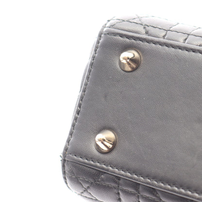 LADY DIOR MY ABCDIOR レディディオール スモール カナージュ 2WAY ハンドバッグ ラムスキン ブラック クリスチャンディオール