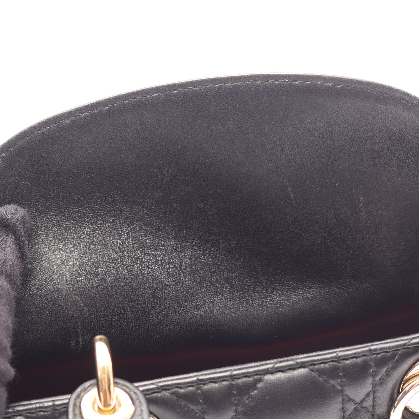 LADY DIOR MY ABCDIOR レディディオール スモール カナージュ 2WAY ハンドバッグ ラムスキン ブラック クリスチャンディオール