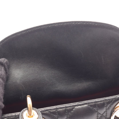 LADY DIOR MY ABCDIOR レディディオール スモール カナージュ 2WAY ハンドバッグ ラムスキン ブラック クリスチャンディオール