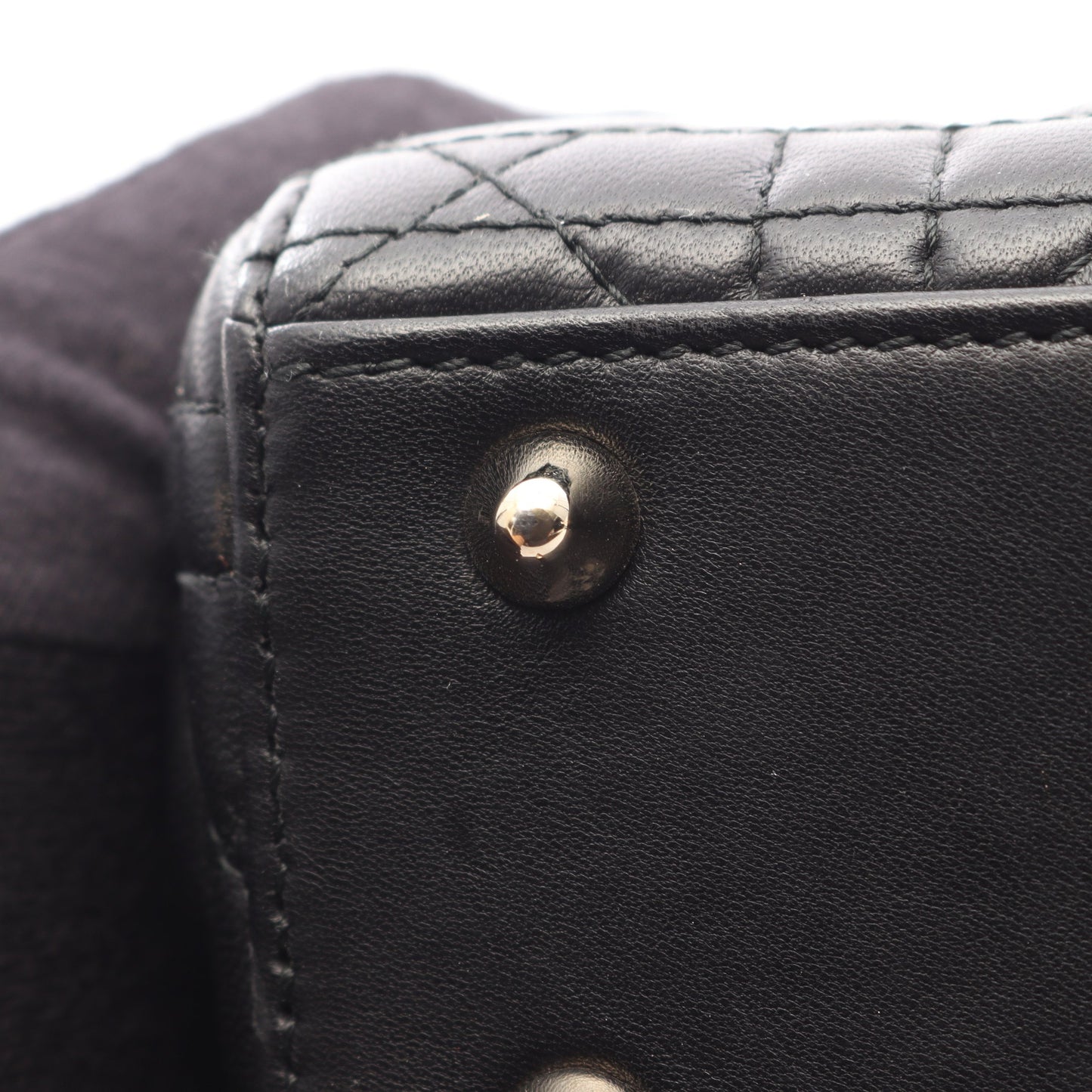 LADY DIOR MY ABCDIOR レディディオール スモール カナージュ 2WAY ハンドバッグ ラムスキン ブラック クリスチャンディオール