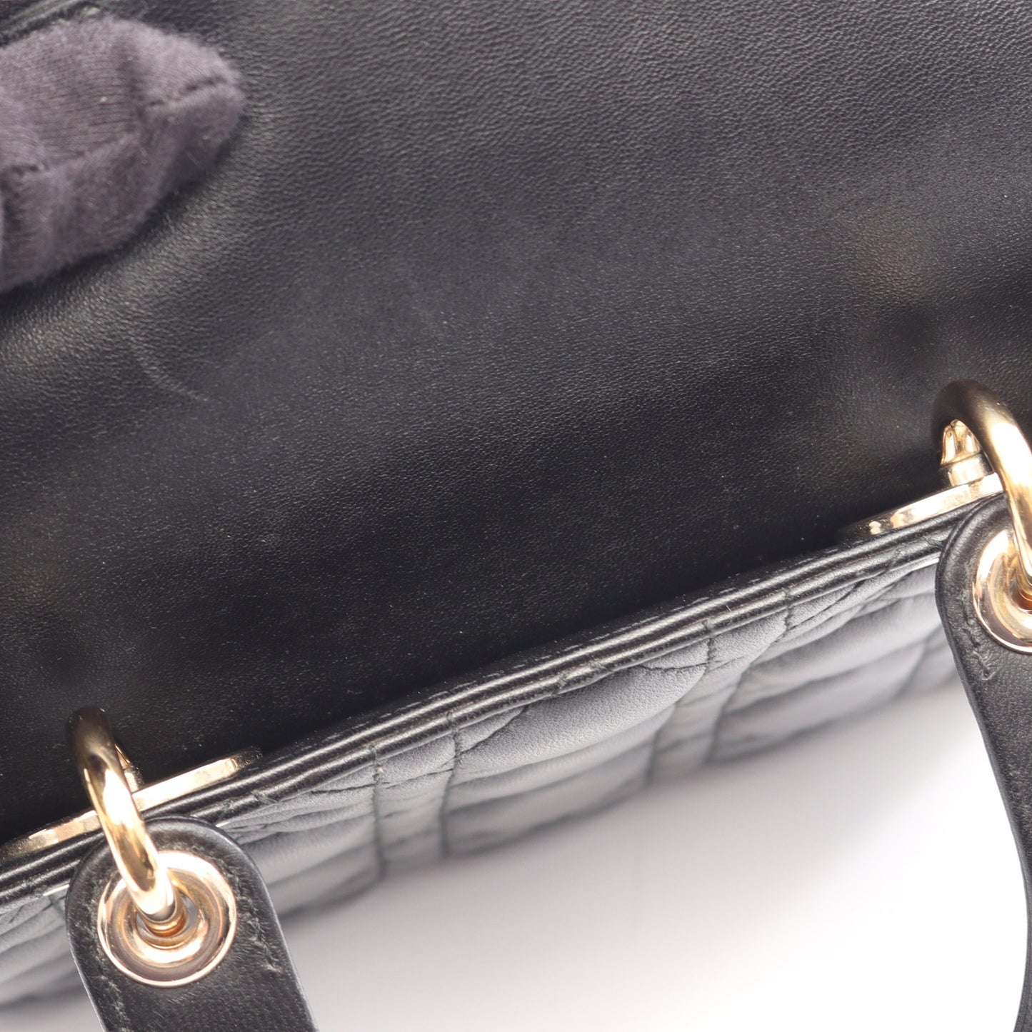 LADY DIOR MY ABCDIOR レディディオール スモール カナージュ 2WAY ハンドバッグ ラムスキン ブラック クリスチャンディオール