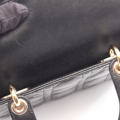 LADY DIOR MY ABCDIOR レディディオール スモール カナージュ 2WAY ハンドバッグ ラムスキン ブラック クリスチャンディオール