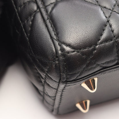 LADY DIOR MY ABCDIOR レディディオール スモール カナージュ 2WAY ハンドバッグ ラムスキン ブラック クリスチャンディオール