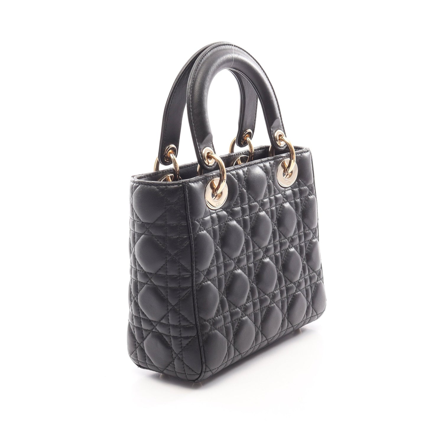 LADY DIOR MY ABCDIOR レディディオール スモール カナージュ 2WAY ハンドバッグ ラムスキン ブラック クリスチャンディオール