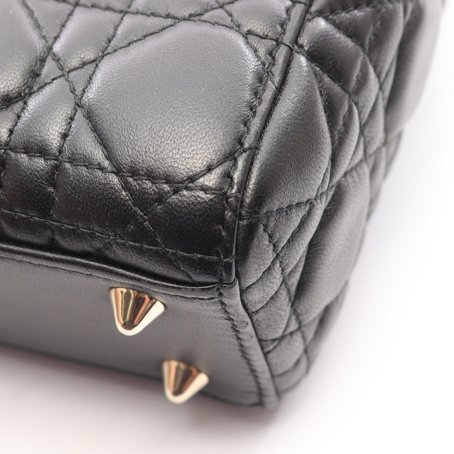 LADY DIOR MY ABCDIOR レディディオール スモール カナージュ 2WAY ハンドバッグ ラムスキン ブラック クリスチャンディオール