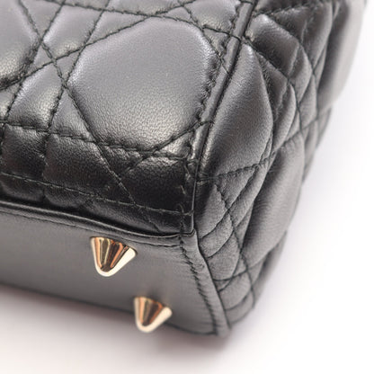 LADY DIOR MY ABCDIOR レディディオール スモール カナージュ 2WAY ハンドバッグ ラムスキン ブラック クリスチャンディオール