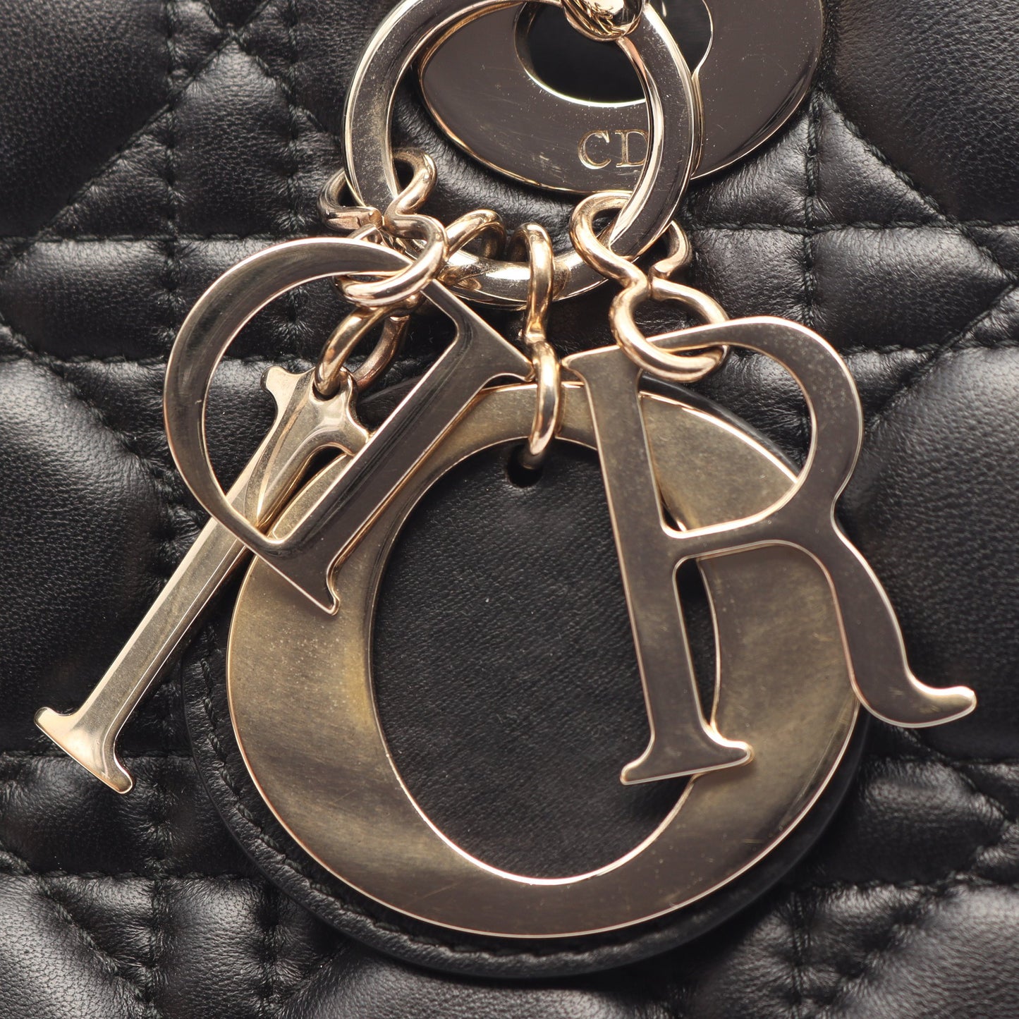 LADY DIOR MY ABCDIOR レディディオール スモール カナージュ 2WAY ハンドバッグ ラムスキン ブラック クリスチャンディオール