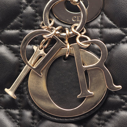 LADY DIOR MY ABCDIOR レディディオール スモール カナージュ 2WAY ハンドバッグ ラムスキン ブラック クリスチャンディオール