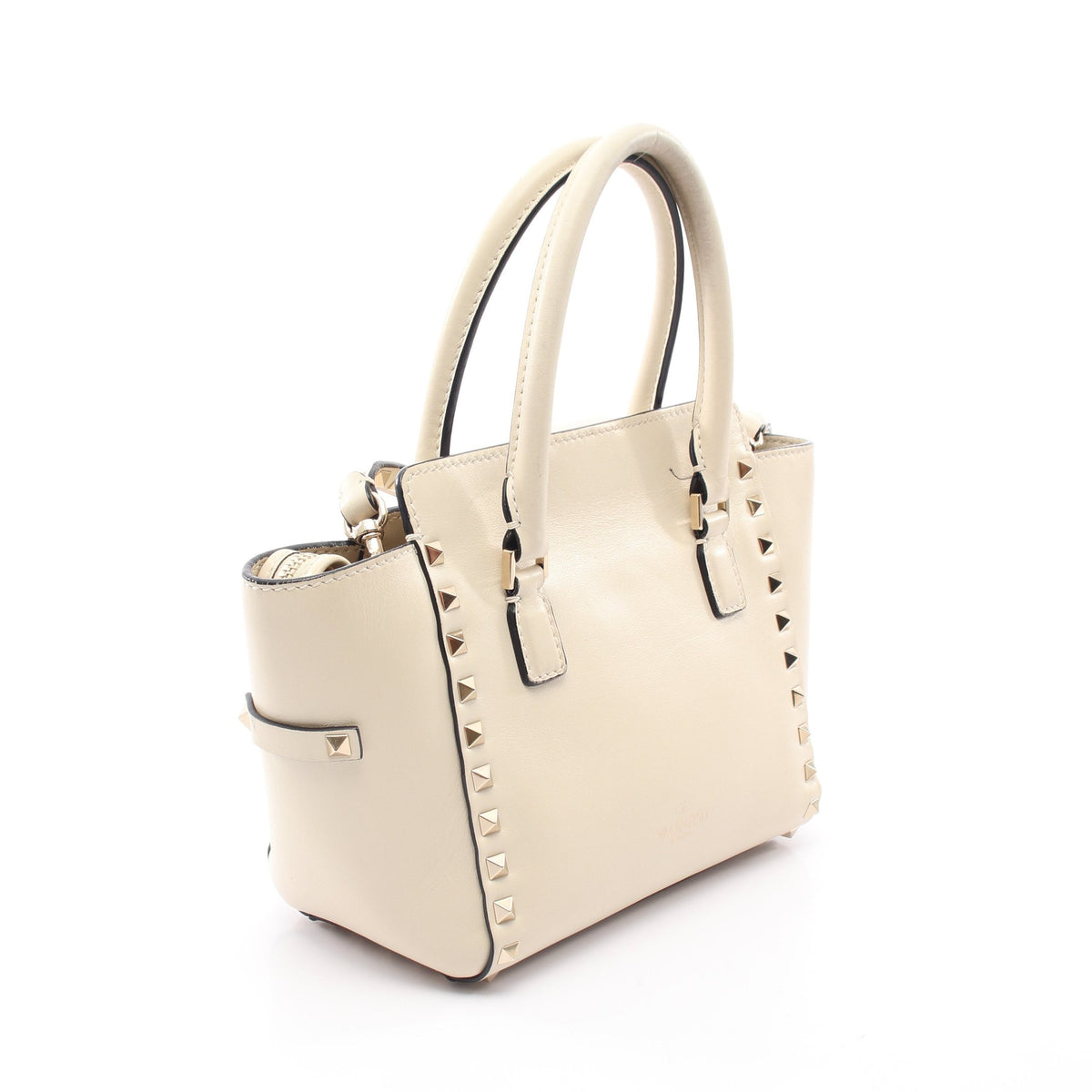 ロックスタッズ 2WAY ハンドバッグ レザー アイボリー ヴァレンティノ バッグ VALENTINO