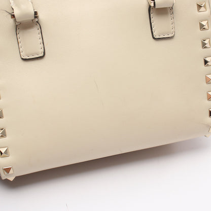 ロックスタッズ 2WAY ハンドバッグ レザー アイボリー ヴァレンティノ バッグ VALENTINO