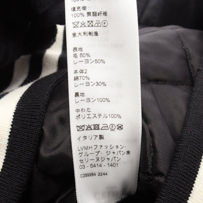 ロゴパッチ 中綿 ボンバージャケット ウール レーヨン ブラック セリーヌ