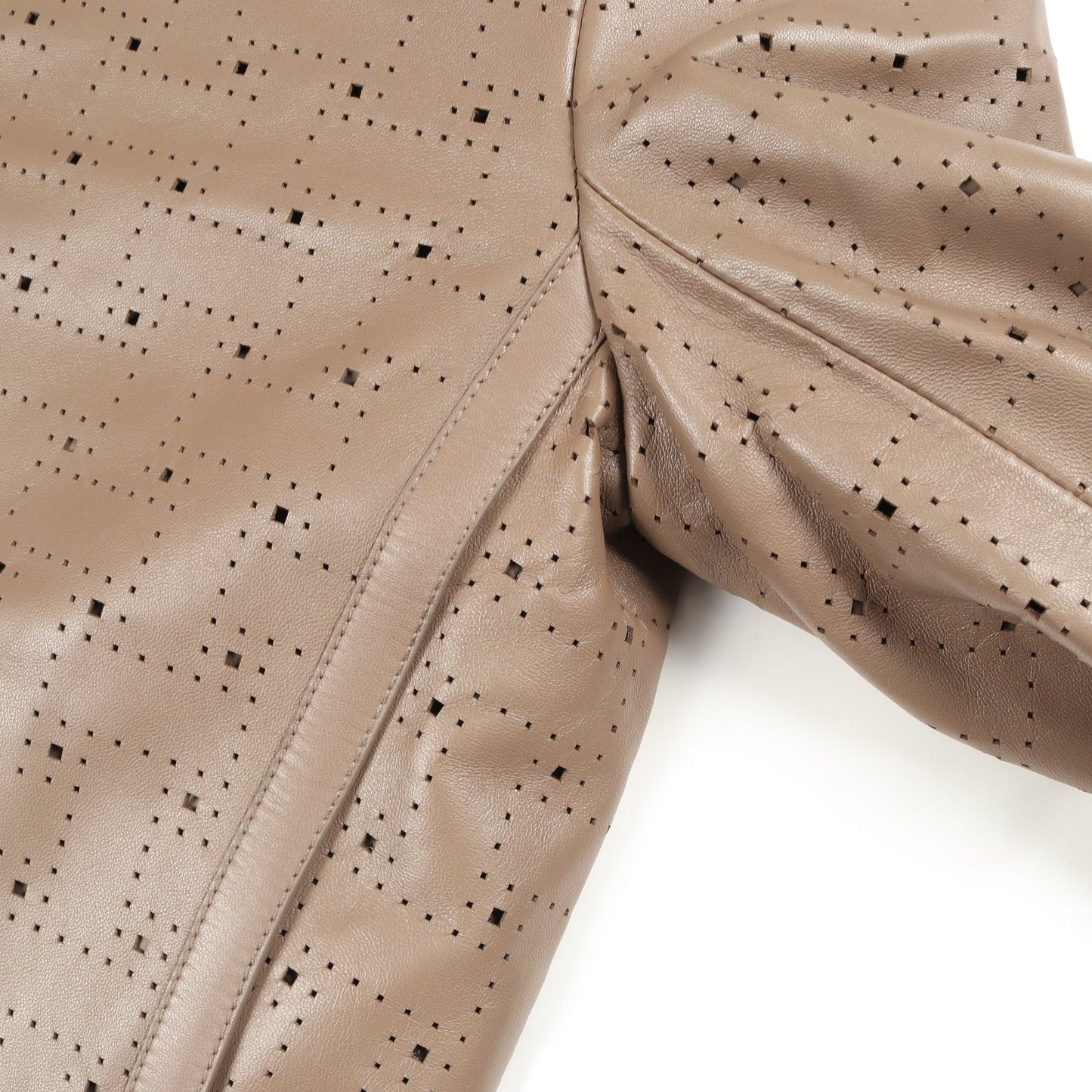 パンチング レザージャケット ラムスキン グレーブラウン エルメス アウター HERMES