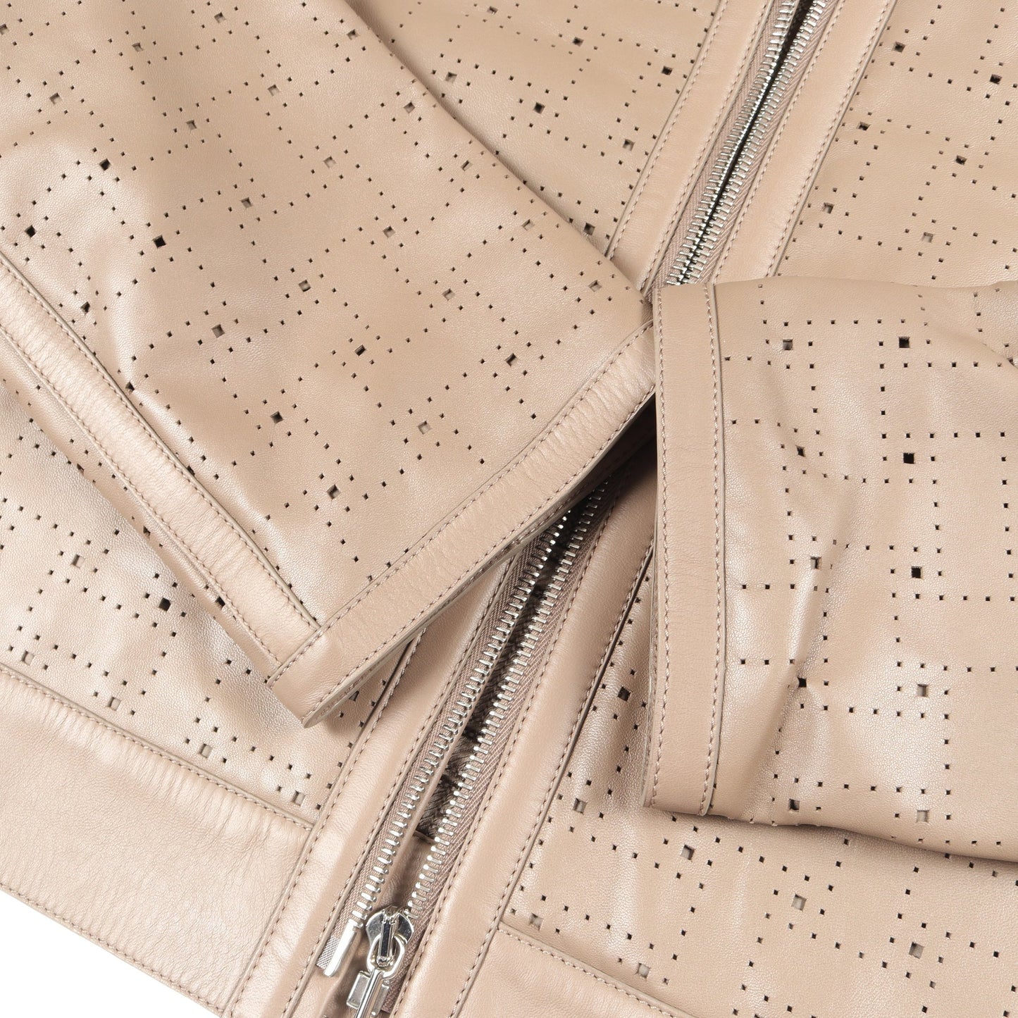 パンチング レザージャケット ラムスキン グレーブラウン エルメス アウター HERMES