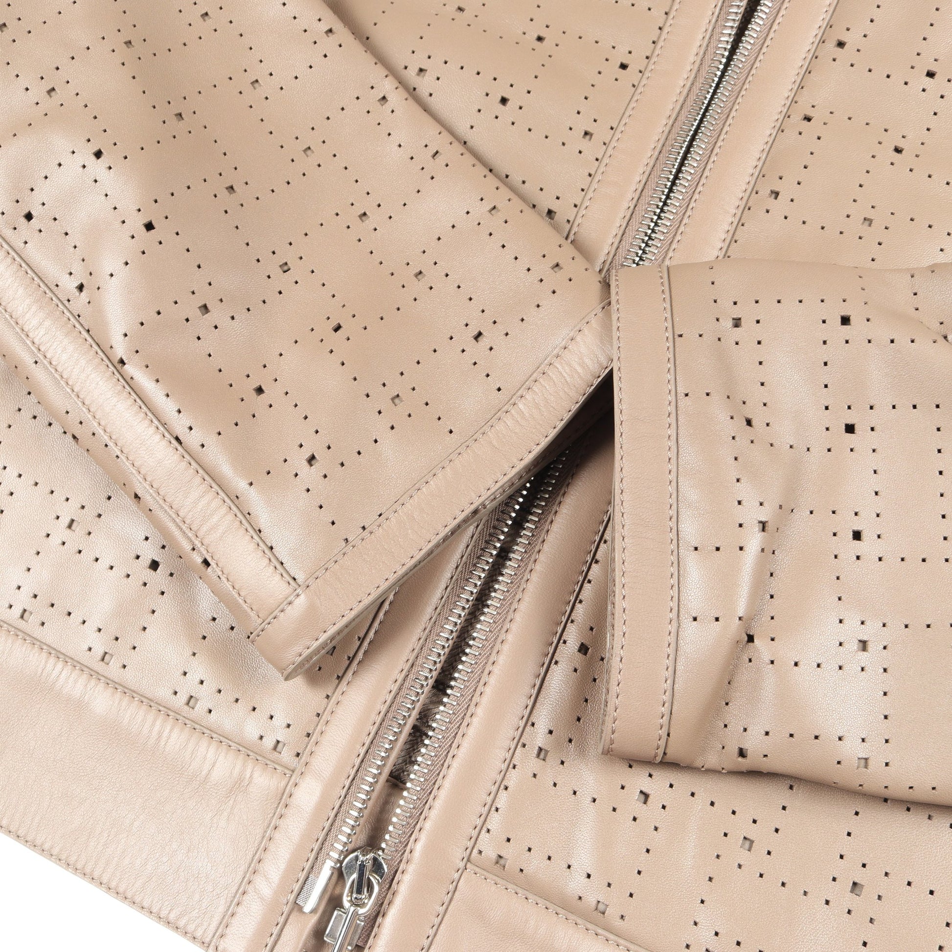 パンチング レザージャケット ラムスキン グレーブラウン エルメス アウター HERMES