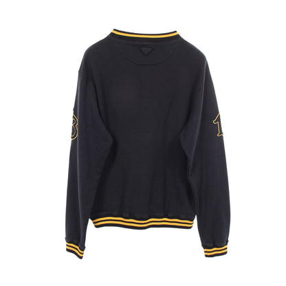 カレッジロゴ スウェットシャツ コットン ダークネイビー イエロー プラダ