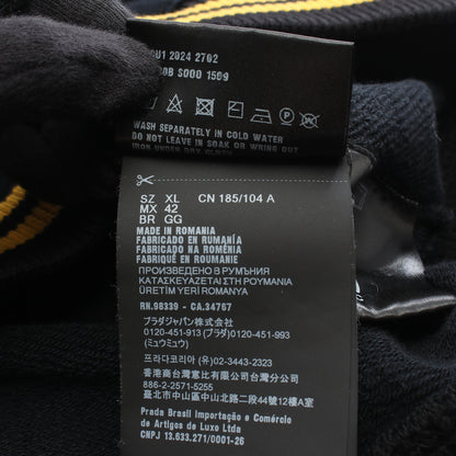 カレッジロゴ スウェットシャツ コットン ダークネイビー イエロー プラダ