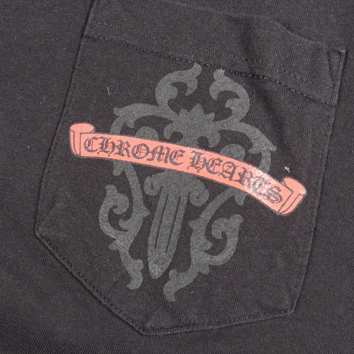ヴァインダガー バックプリント ポケット付き 半袖Tシャツ コットン ブラック クロムハーツ トップス Chrome Hearts