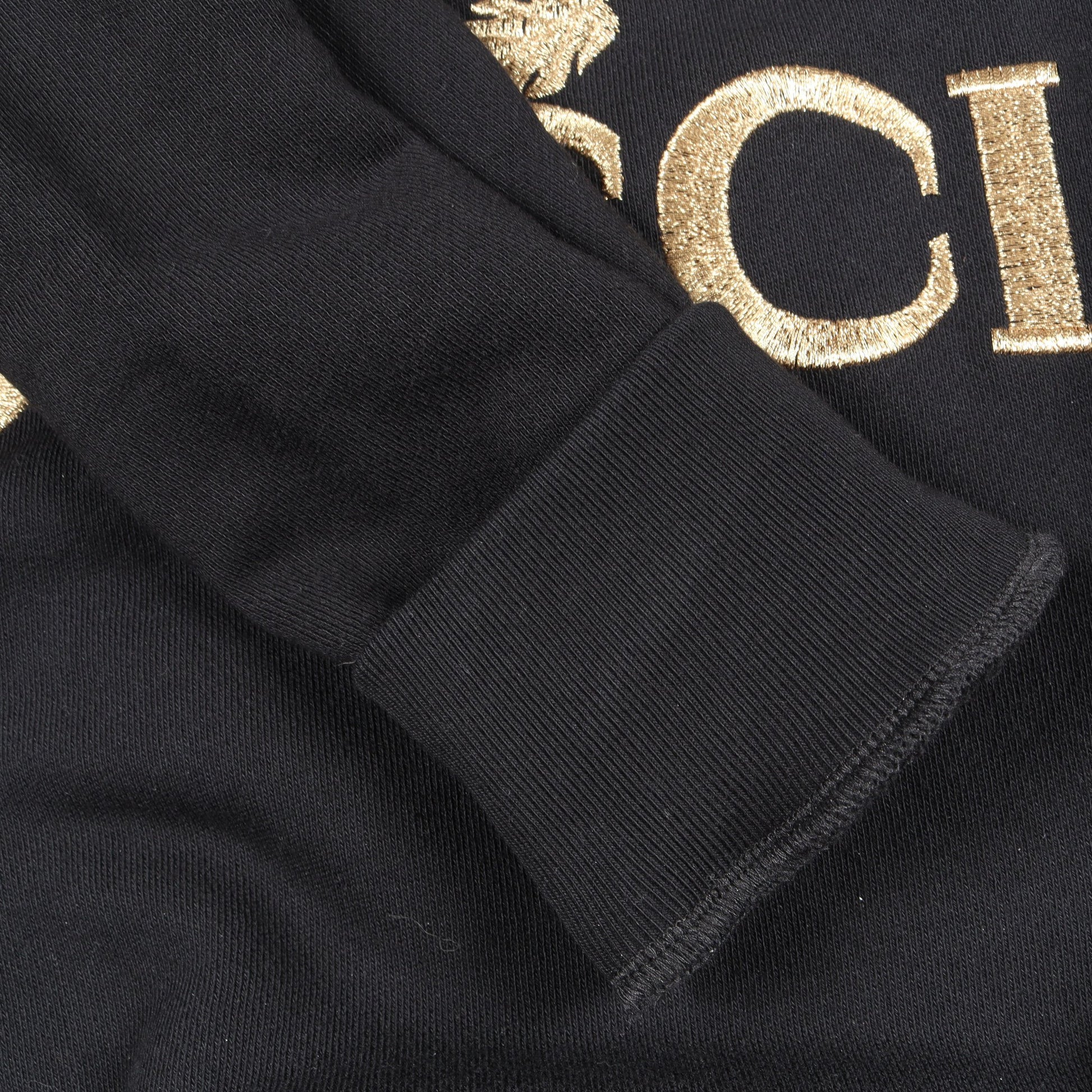 タイガー 刺繍 スウェットシャツ コットン ブラック ゴールド グッチ トップス GUCCI