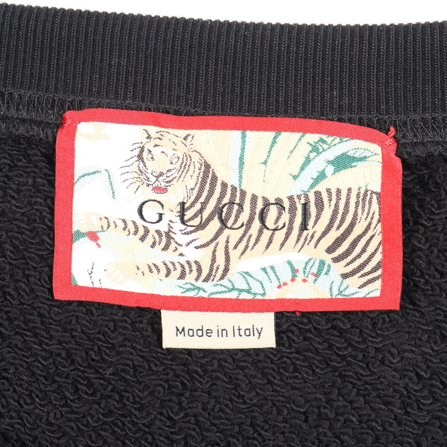 タイガー 刺繍 スウェットシャツ コットン ブラック ゴールド グッチ トップス GUCCI