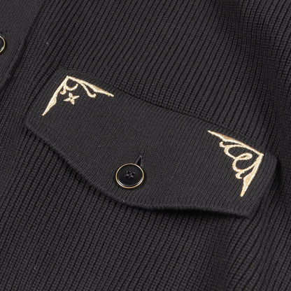 刺繍 ポケット付き カーディガン コットン ナイロン ブラック ルイヴィトン トップス LOUIS VUITTON