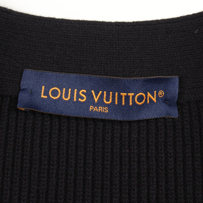刺繍 ポケット付き カーディガン コットン ナイロン ブラック ルイヴィトン トップス LOUIS VUITTON