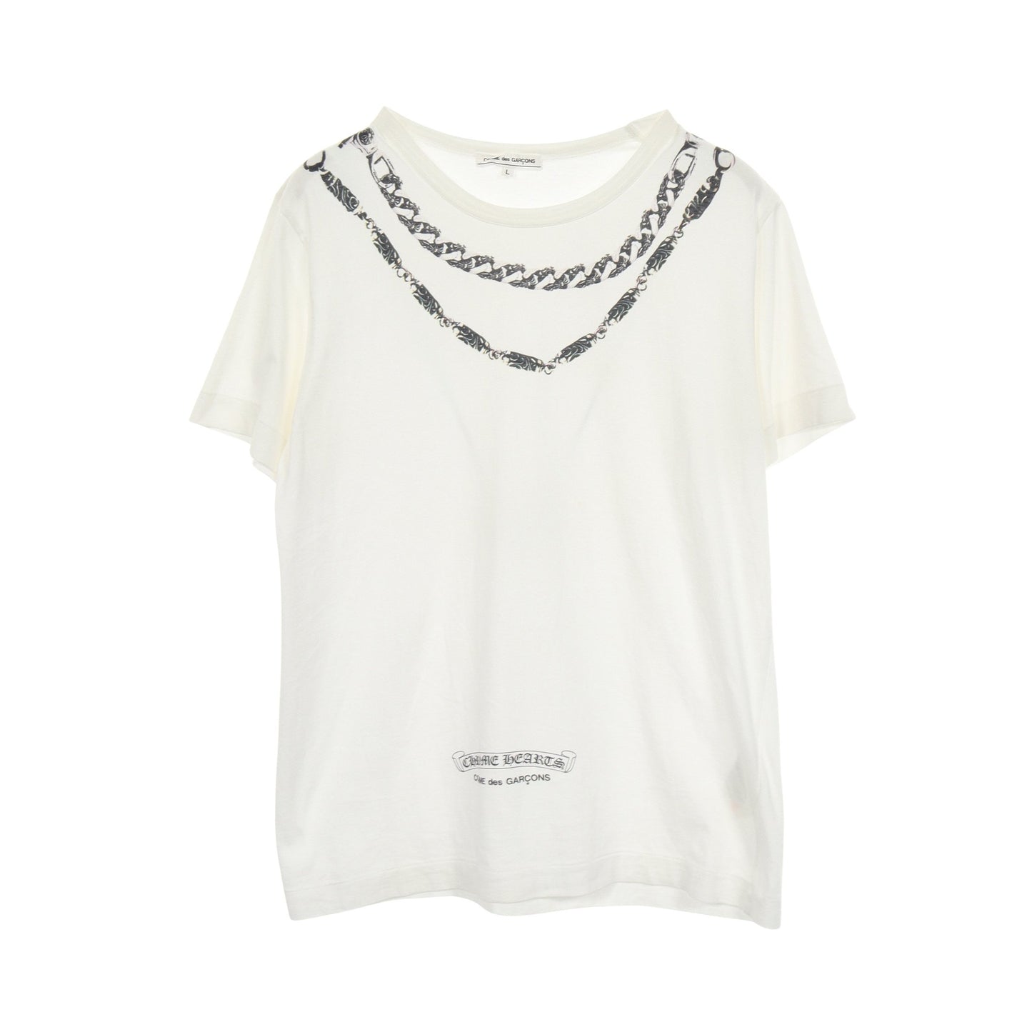 Comme des Garcons × Chrome Hearts チェーンプリント クリスマス限定 半袖Tシャツ コットン ホワイト コムデギャルソン トップス Comme des Garcons
