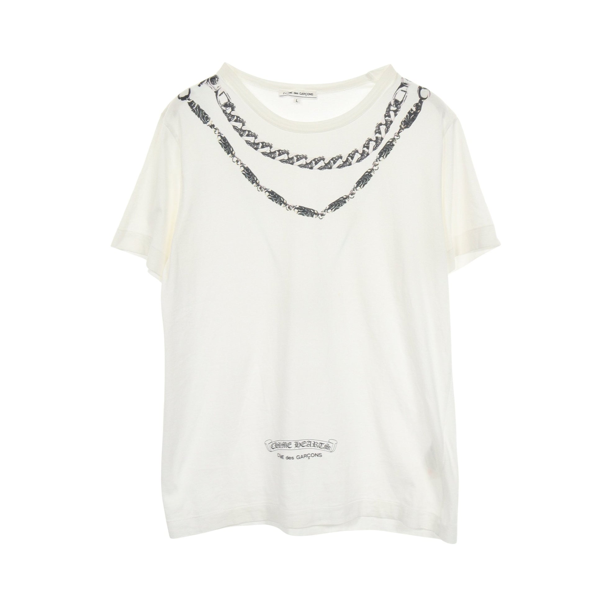 Comme des Garcons × Chrome Hearts チェーンプリント クリスマス限定 半袖Tシャツ コットン ホワイト コムデギャルソン トップス Comme des Garcons
