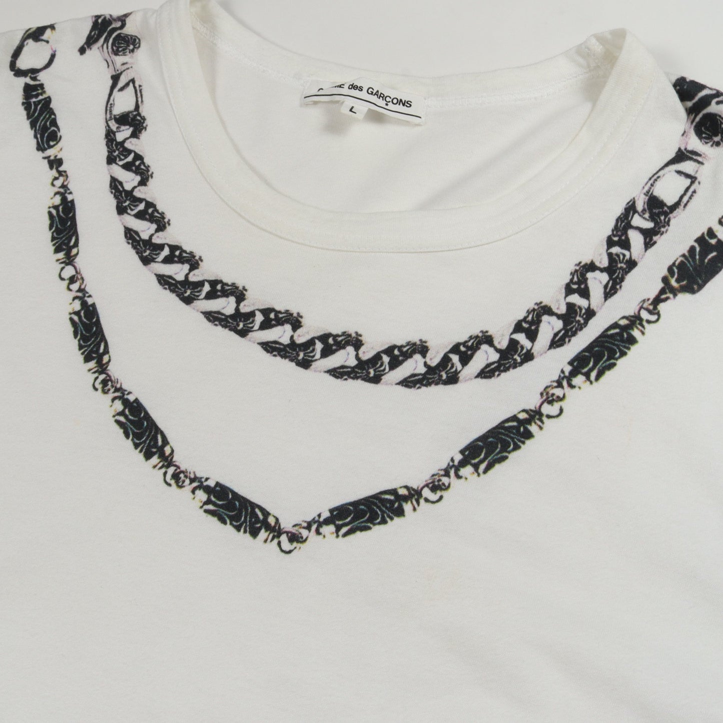 Comme des Garcons × Chrome Hearts チェーンプリント クリスマス限定 半袖Tシャツ コットン ホワイト コムデギャルソン トップス Comme des Garcons