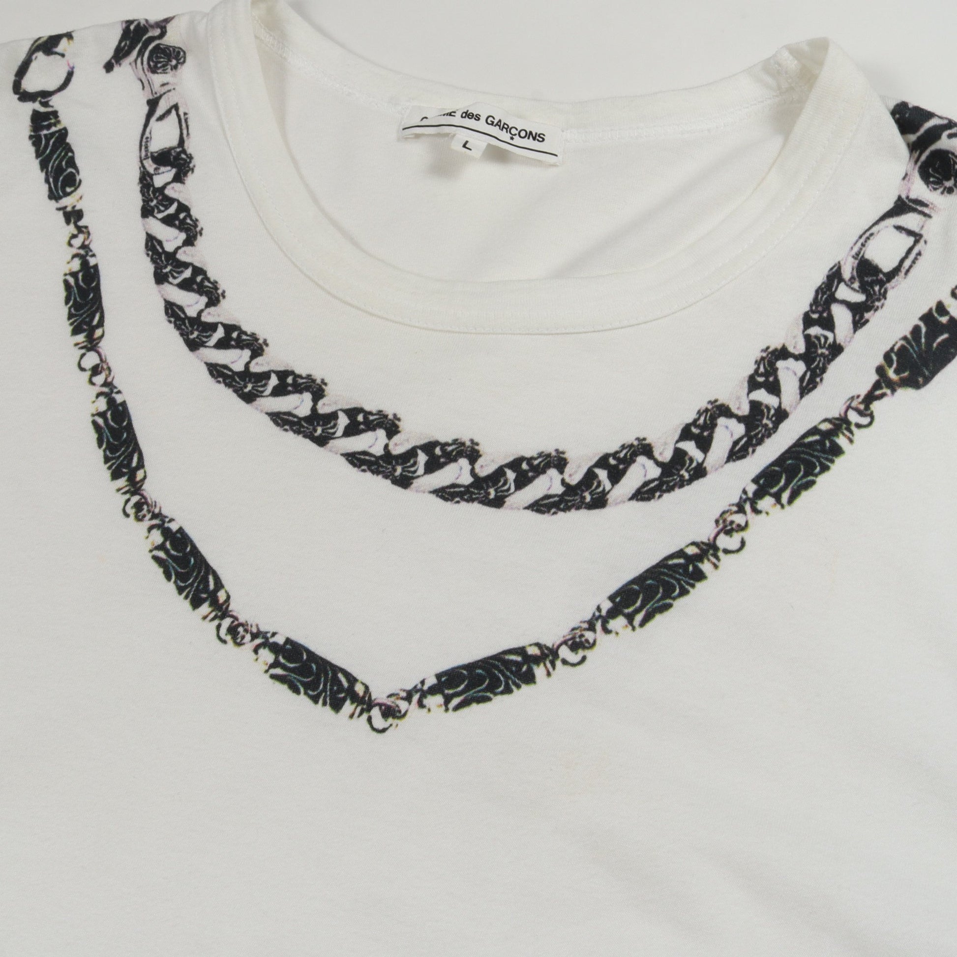 Comme des Garcons × Chrome Hearts チェーンプリント クリスマス限定 半袖Tシャツ コットン ホワイト コムデギャルソン トップス Comme des Garcons