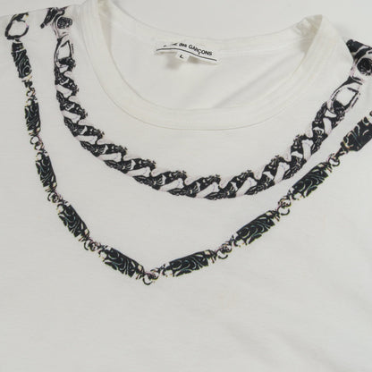 Comme des Garcons × Chrome Hearts チェーンプリント クリスマス限定 半袖Tシャツ コットン ホワイト コムデギャルソン トップス Comme des Garcons