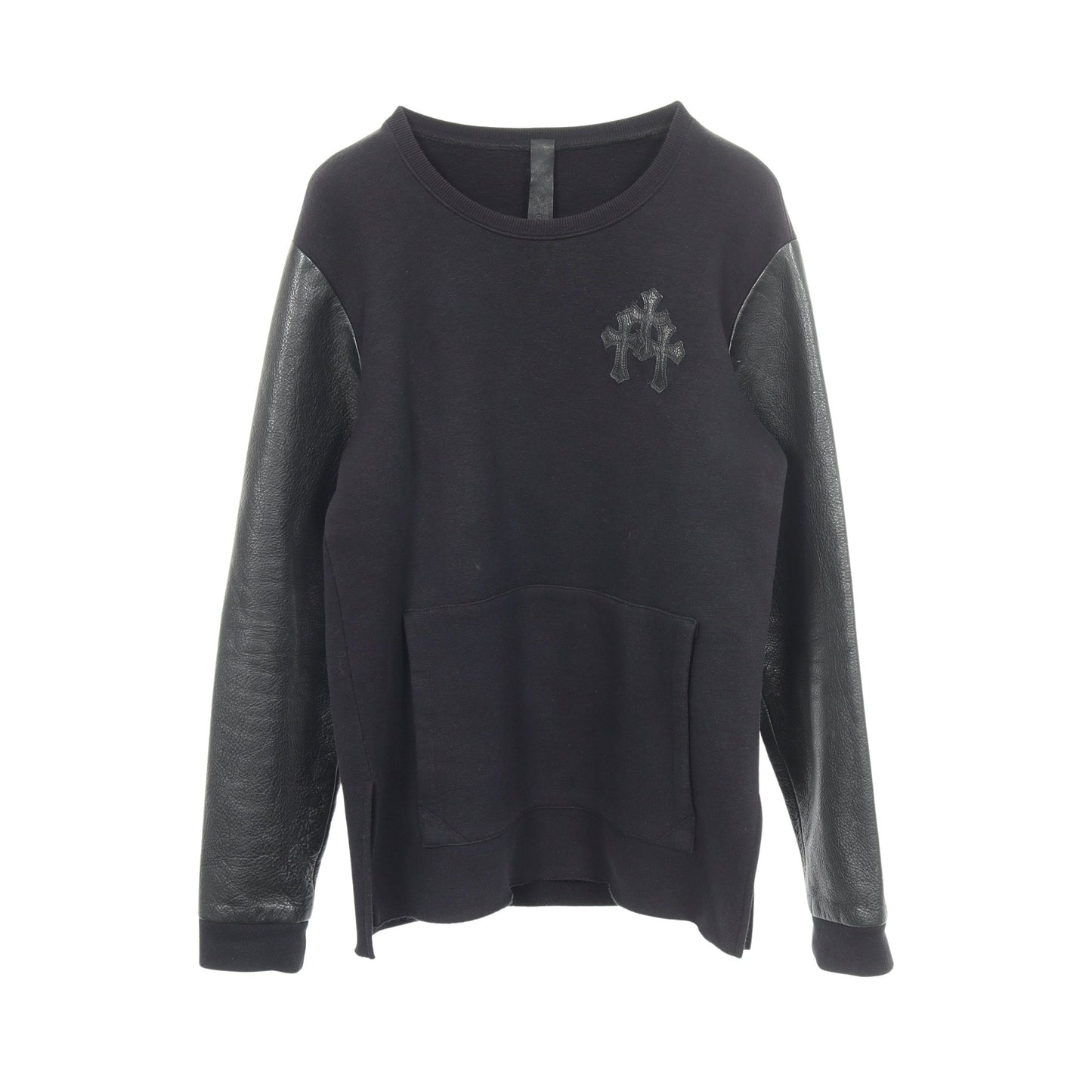 Y NOT クロスパッチ 切替 スウェットシャツ コットン レザー ブラック クロムハーツ トップス Chrome Hearts
