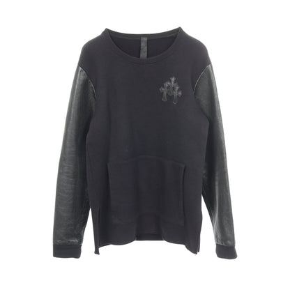 Y NOT クロスパッチ 切替 スウェットシャツ コットン レザー ブラック クロムハーツ トップス Chrome Hearts