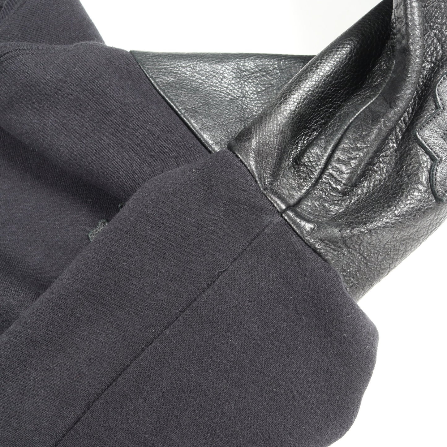 Y NOT クロスパッチ 切替 スウェットシャツ コットン レザー ブラック クロムハーツ トップス Chrome Hearts